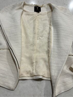 Ted Baker Cream Textured Zip Jacket with Gold Hardware